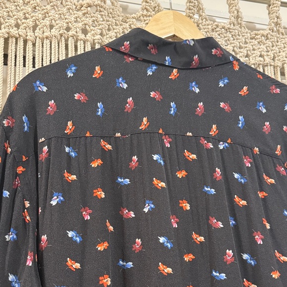 The Kooples Black Button Up Shirt with Red and Blue Floral Design - Picture 5 of 11